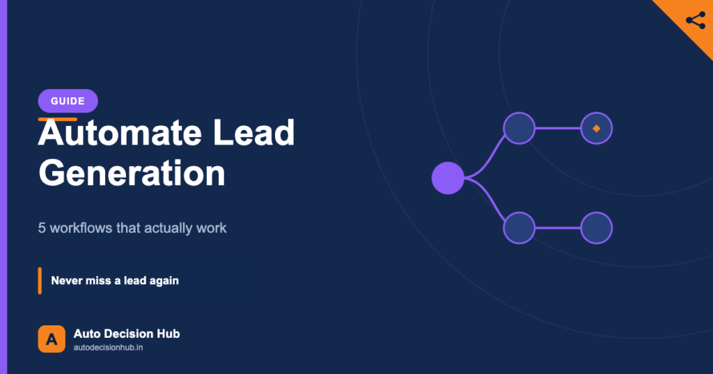 Auto Decision Hub guide featured image: how to automate lead generation with 5 workflows.