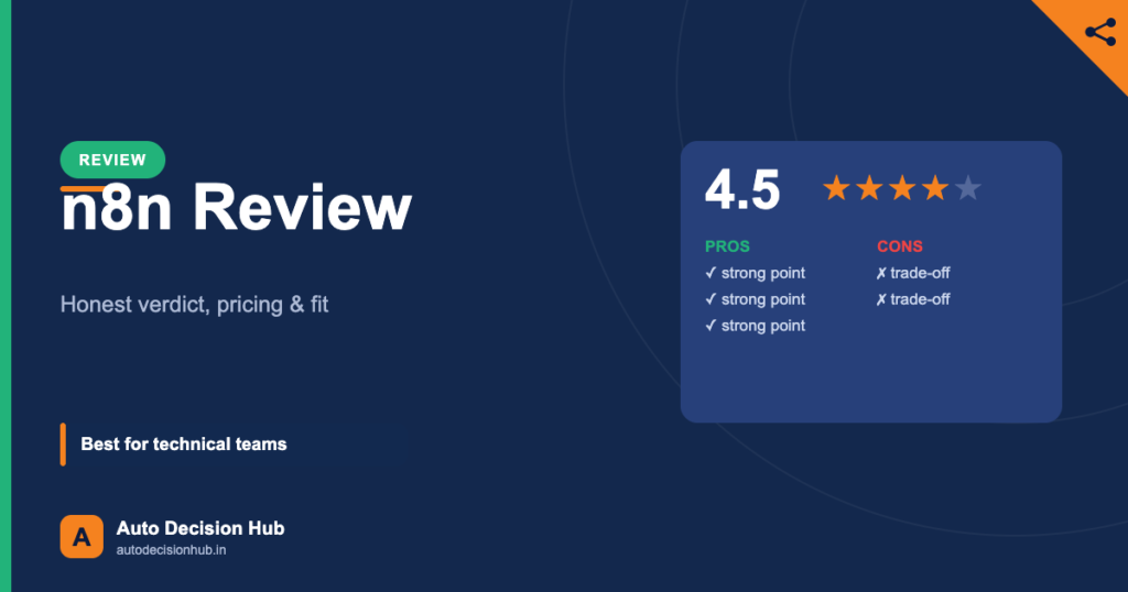 Auto Decision Hub review featured image: honest n8n review, verdict, pricing and who it fits.