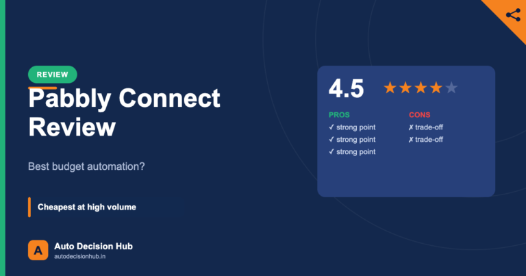 Auto Decision Hub review featured image: Pabbly Connect review, the best budget automation tool.